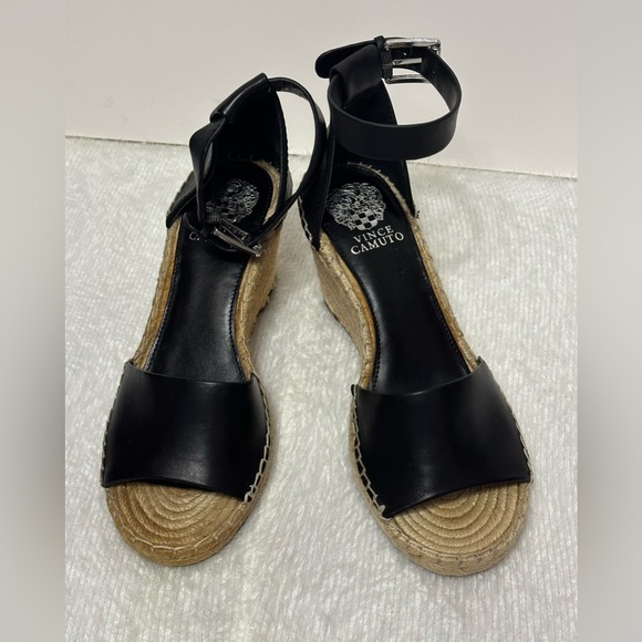 Vince Camuto Black Espadrille Sandals with Ankle Strap 💛🖤 - Picture 1 of 9